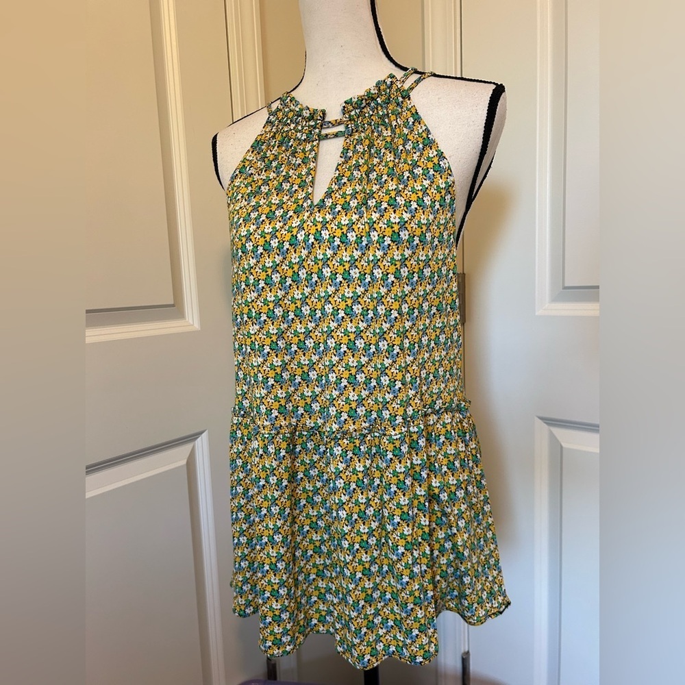 LOFT bright floral cotton long tank/tunic